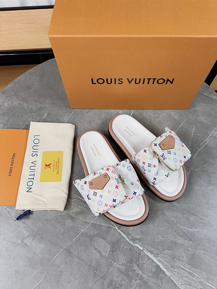 メンズ・レディース兼用 ルイヴィトン Louis Vuitton × 村上隆 サンダル LVリミックス 2629045 ルイヴィトン サンダル 白 - 画像 (5)