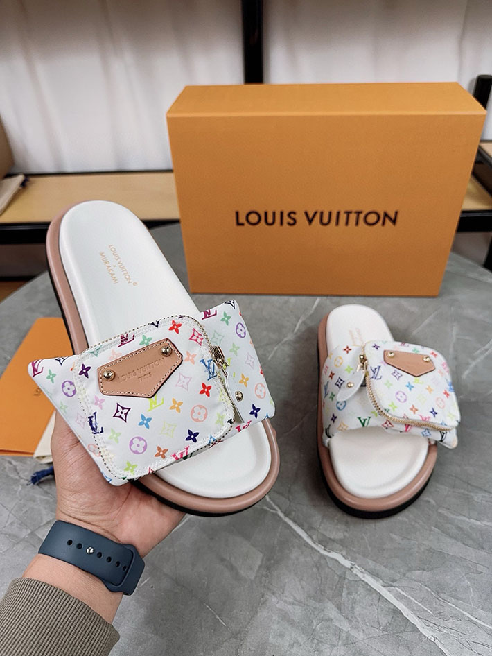 メンズ・レディース兼用 ルイヴィトン Louis Vuitton × 村上隆 サンダル LVリミックス 2629045 ルイヴィトン サンダル 白 - 画像 (3)