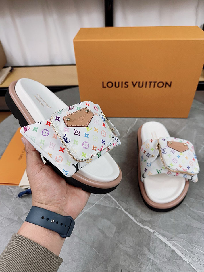 メンズ・レディース兼用 ルイヴィトン Louis Vuitton × 村上隆 サンダル LVリミックス 2629045 ルイヴィトン サンダル 白 - 画像 (2)