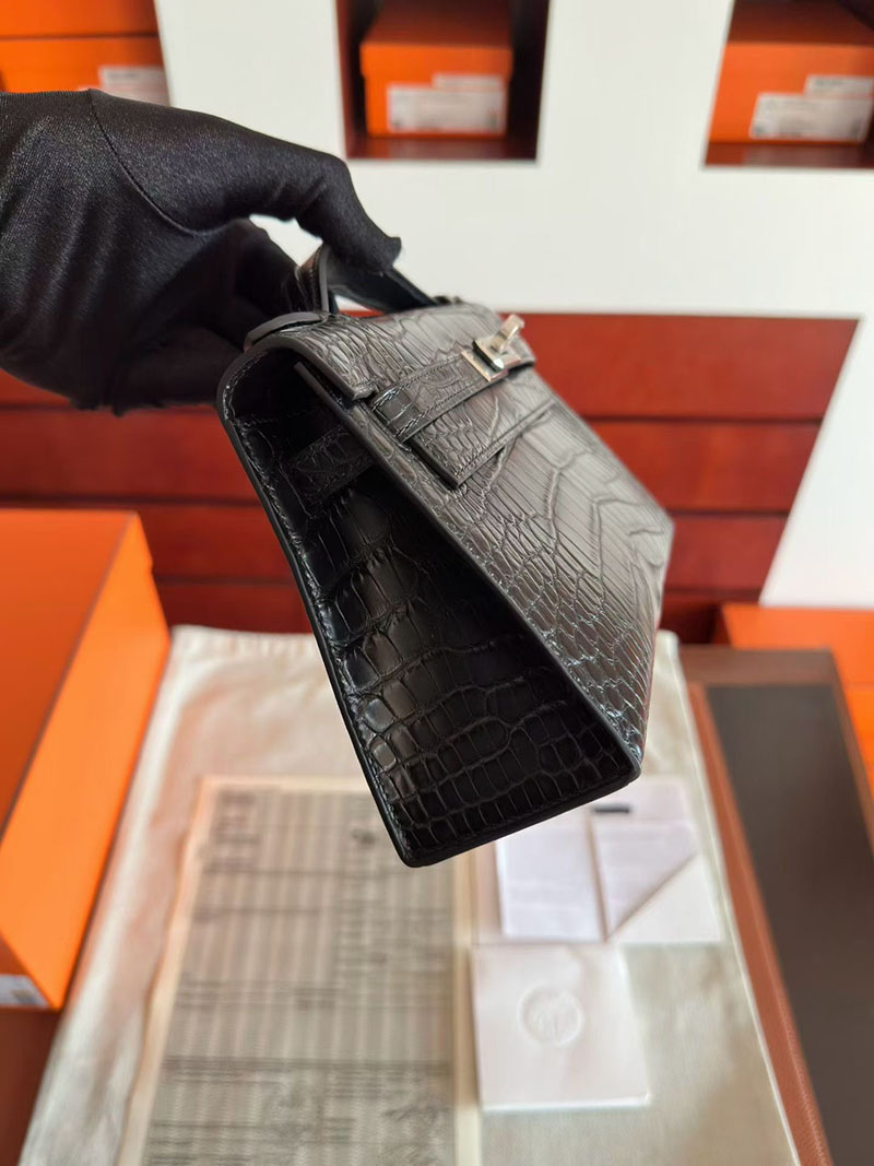 エルメス ポシェットケリーバッグ HERMES ポシェットケリー クロ クロコダイル シルバー金具 2630348 エルメス ポシェット ケリー 定価 - 画像 (8)