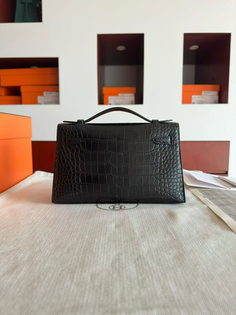 エルメス ポシェットケリーバッグ HERMES ポシェットケリー クロ クロコダイル シルバー金具 2630348 エルメス ポシェット ケリー 定価 - 画像 (4)