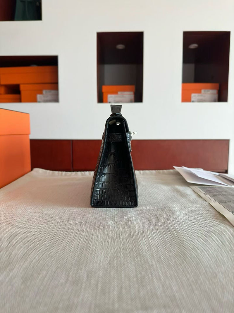 エルメス ポシェットケリーバッグ HERMES ポシェットケリー クロ クロコダイル シルバー金具 2630348 エルメス ポシェット ケリー 定価 - 画像 (3)