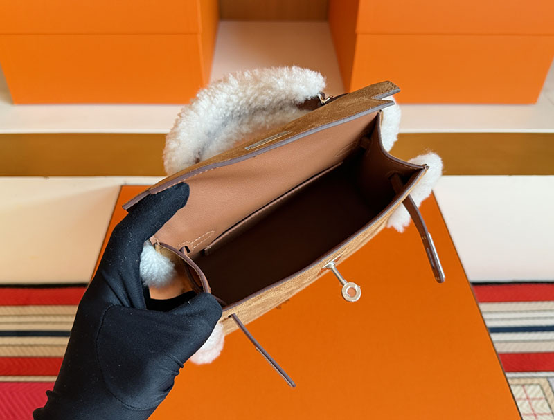 エルメス ケリーミニバッグ HERMES ミニケリー2 テディ シャモア/エクリュ/アルザン グリズリ シルバー金具 2630360 ミニケリー テディ 定価 - 画像 (8)