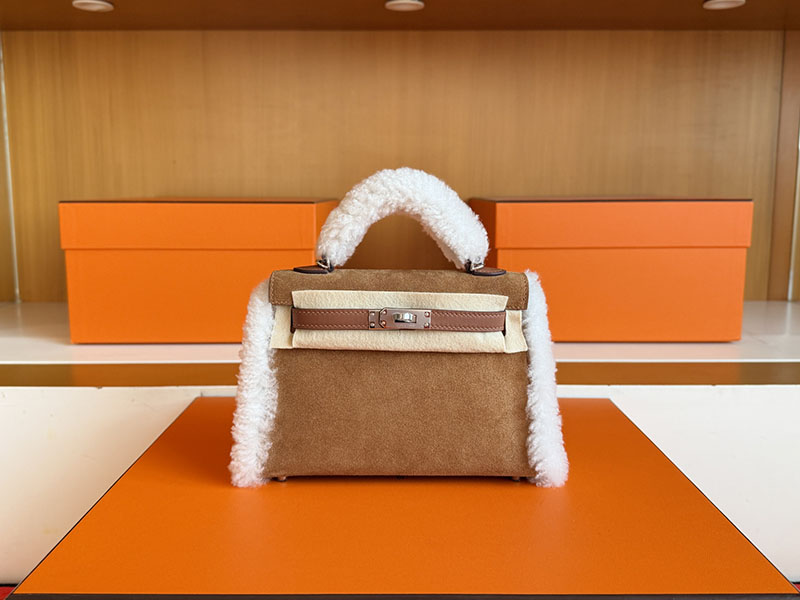 エルメス ケリーミニバッグ HERMES ミニケリー2 テディ シャモア/エクリュ/アルザン グリズリ シルバー金具 2630360 ミニケリー テディ 定価 - 画像 (7)