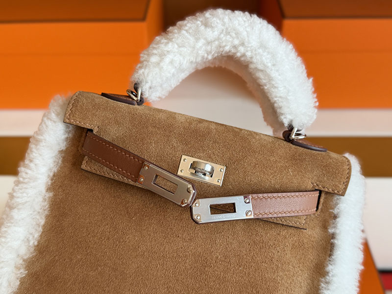 エルメス ケリーミニバッグ HERMES ミニケリー2 テディ シャモア/エクリュ/アルザン グリズリ シルバー金具 2630360 ミニケリー テディ 定価 - 画像 (6)