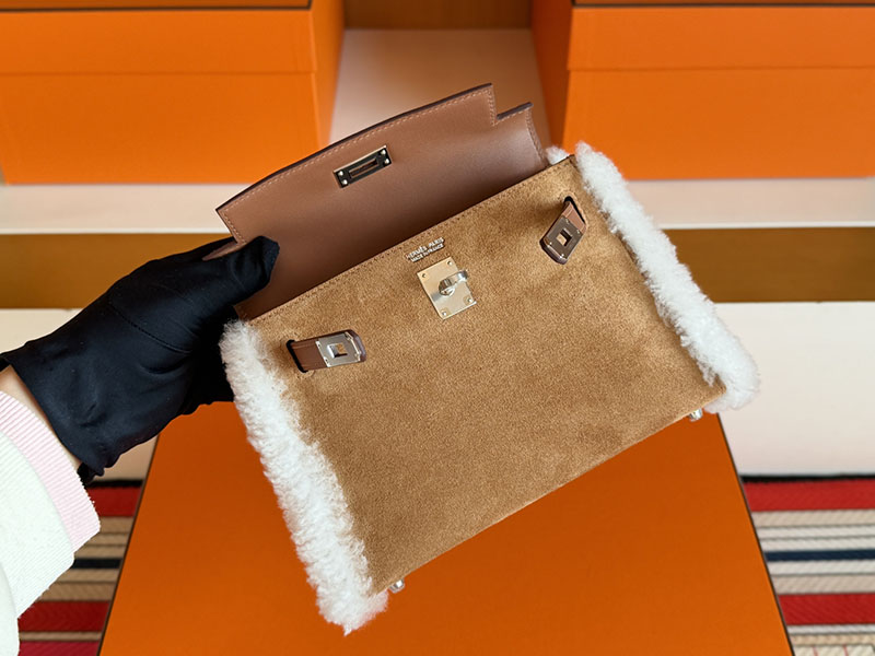 エルメス ケリーミニバッグ HERMES ミニケリー2 テディ シャモア/エクリュ/アルザン グリズリ シルバー金具 2630360 ミニケリー テディ 定価 - 画像 (5)