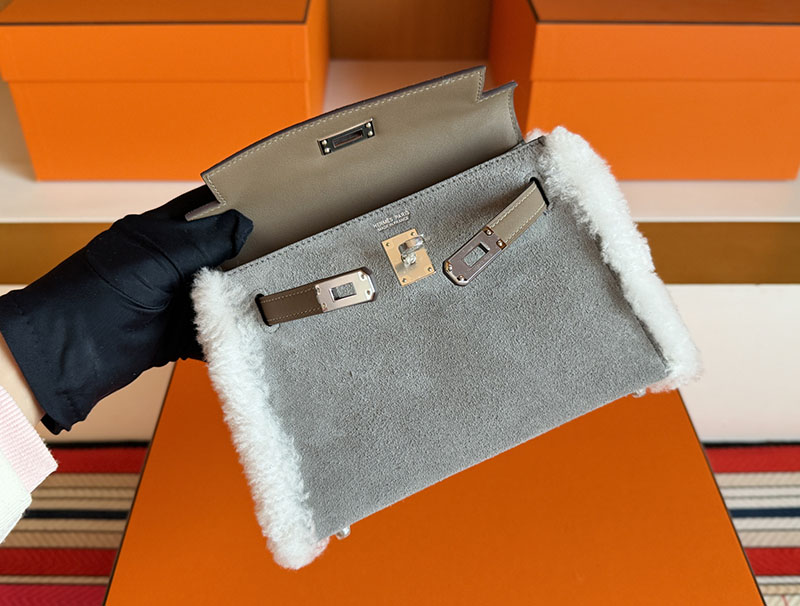エルメス ケリーミニバッグ HERMES ミニケリー2 テディ グリスカイユ エトゥープ グリズリ シルバー金具 2630361 エルメス ミニケリー2 テディ - 画像 (10)