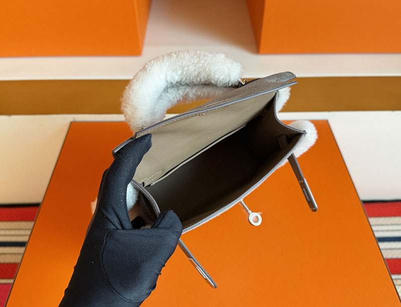 エルメス ケリーミニバッグ HERMES ミニケリー2 テディ グリスカイユ エトゥープ グリズリ シルバー金具 2630361 エルメス ミニケリー2 テディ - 画像 (6)