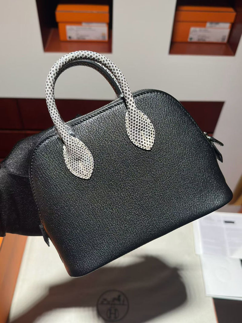 エルメス ハンドバッグ HERMES ボリード1923 ミニ 黒 ブラック シェブルミゾル/リザード シルバー金具 2630363 ボリード1923 ミニ 定価 - 画像 (2)