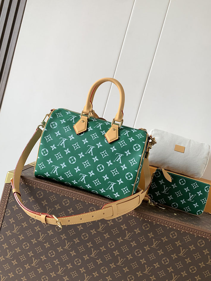 ルイヴィトン販売店舗 旅行バッグ LV スピーディ P9 バンドリエール 30 カーフレザー グリーン M14077 ルイヴィトン バッグ 安い - 画像 (8)