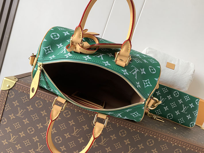 ルイヴィトン販売店舗 旅行バッグ LV スピーディ P9 バンドリエール 30 カーフレザー グリーン M14077 ルイヴィトン バッグ 安い - 画像 (3)