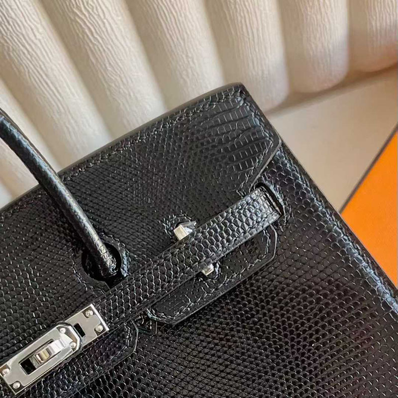 バーキン20 リザード HERMES バーキン 20 セリエ 黒 ブラック リザード シルバー金具 26210443 エルメス 新作バッグ - 画像 (8)