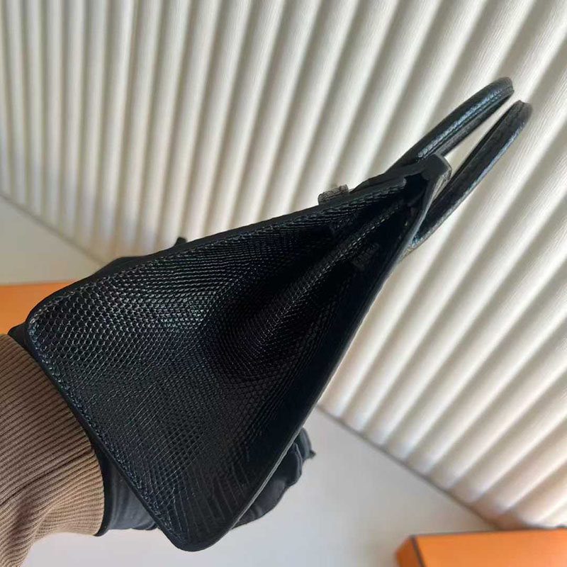 バーキン20 リザード HERMES バーキン 20 セリエ 黒 ブラック リザード シルバー金具 26210443 エルメス 新作バッグ - 画像 (5)