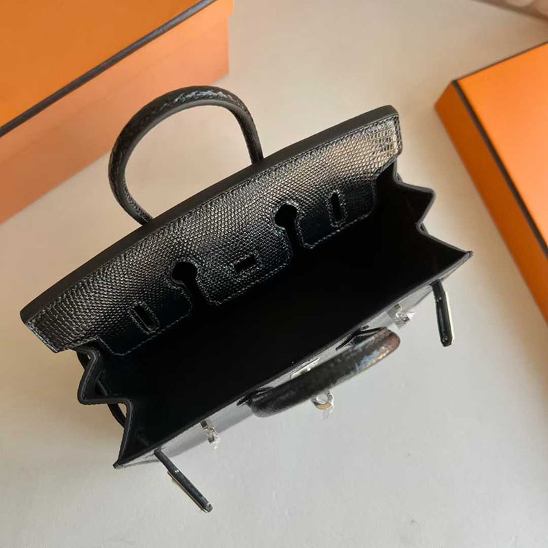 バーキン20 リザード HERMES バーキン 20 セリエ 黒 ブラック リザード シルバー金具 26210443 エルメス 新作バッグ - 画像 (4)