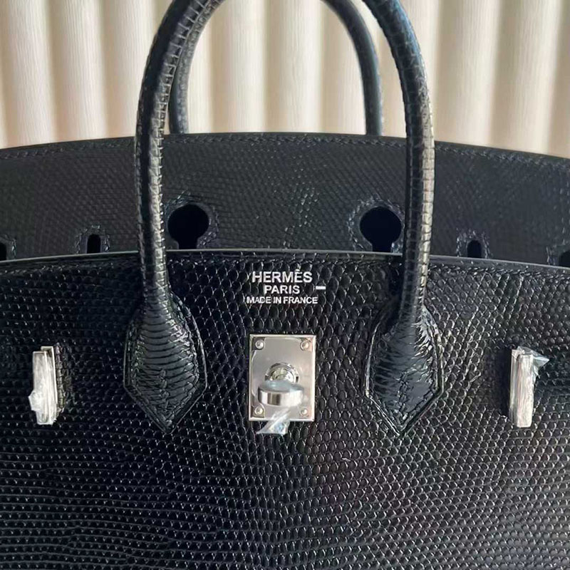 バーキン20 リザード HERMES バーキン 20 セリエ 黒 ブラック リザード シルバー金具 26210443 エルメス 新作バッグ - 画像 (3)