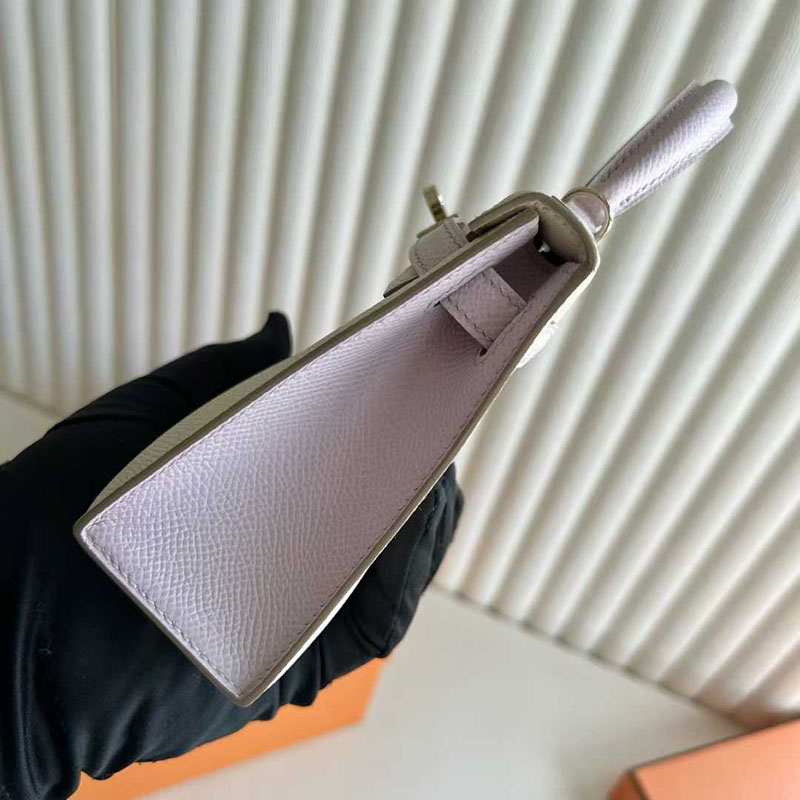 エルメス ミニケリー ピンク HERMES ケリーミニ2 外縫い クレ/モーヴペール ヴォーエプソン ゴールド金具 26210447 エルメス 新作バッグ - 画像 (6)