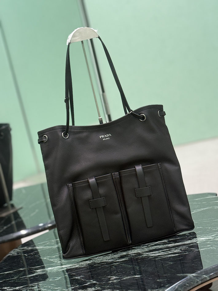 プラダ バッグ レディース PRADA ルート ラージ レザー バッグ ブラック 1BC293_2G6F_F0002_V_OOO プラダ ナイロン バッグ アウトレット - 画像 (9)
