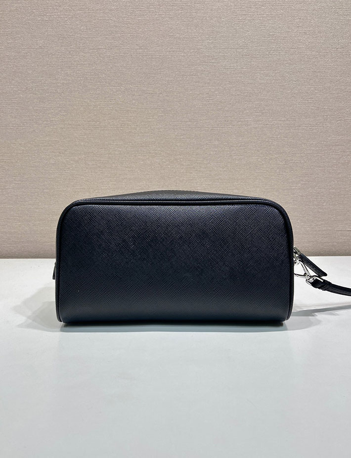 プラダ バッグ レディース PRADA サフィアーノレザー ポーチ ストラップ付き ブラック 2NE065_PN9_F0002 プラダ ポーチ ショルダー - 画像 (7)