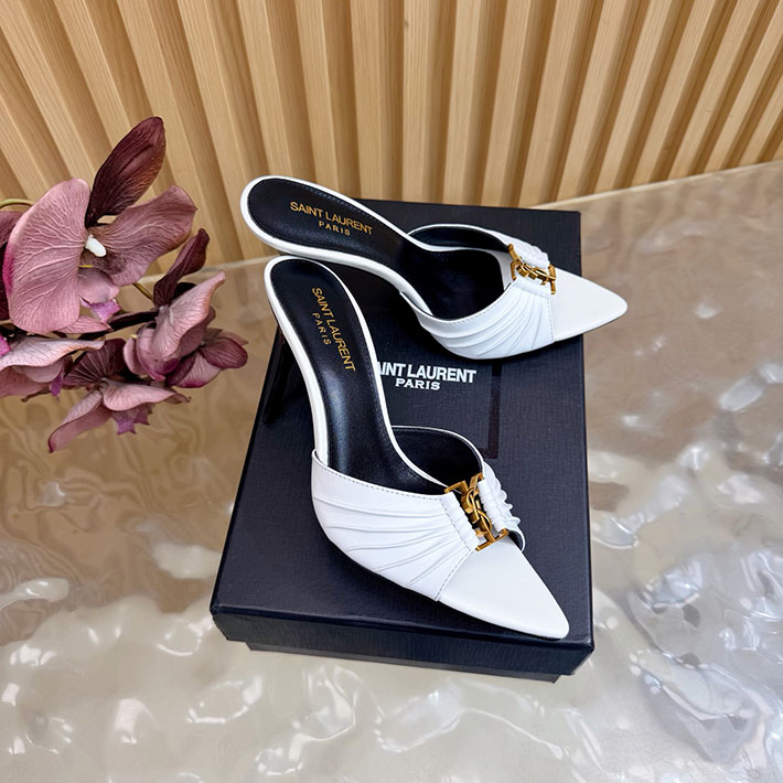 最高級サンローランスーパーコピー Saint Laurent バビロン ミュール スムースレザー ホワイト 2631199 サン ローラン 靴 レディース - 画像 (9)