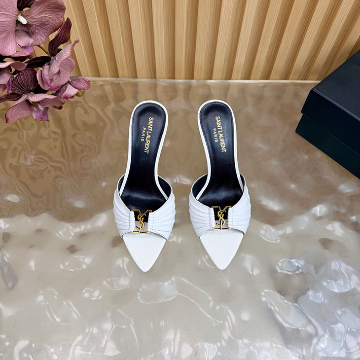 最高級サンローランスーパーコピー Saint Laurent バビロン ミュール スムースレザー ホワイト 2631199 サン ローラン 靴 レディース - 画像 (8)