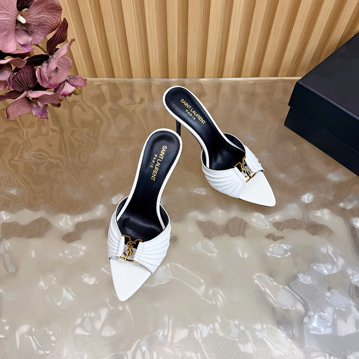 最高級サンローランスーパーコピー Saint Laurent バビロン ミュール スムースレザー ホワイト 2631199 サン ローラン 靴 レディース - 画像 (6)