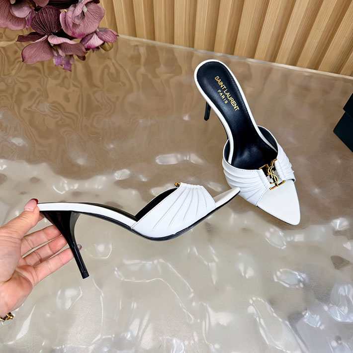最高級サンローランスーパーコピー Saint Laurent バビロン ミュール スムースレザー ホワイト 2631199 サン ローラン 靴 レディース - 画像 (5)