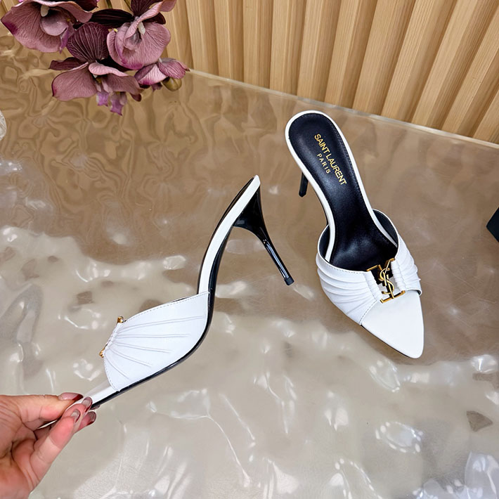 最高級サンローランスーパーコピー Saint Laurent バビロン ミュール スムースレザー ホワイト 2631199 サン ローラン 靴 レディース - 画像 (4)