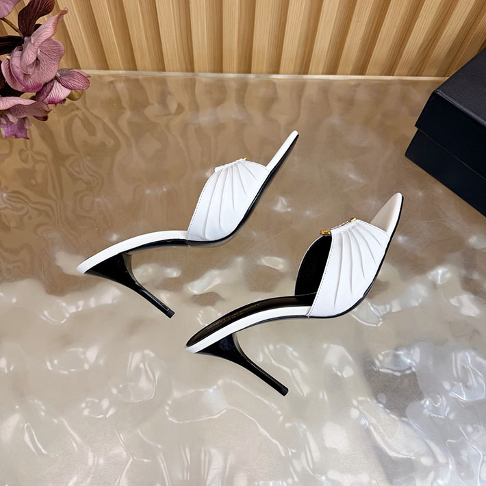 最高級サンローランスーパーコピー Saint Laurent バビロン ミュール スムースレザー ホワイト 2631199 サン ローラン 靴 レディース - 画像 (3)