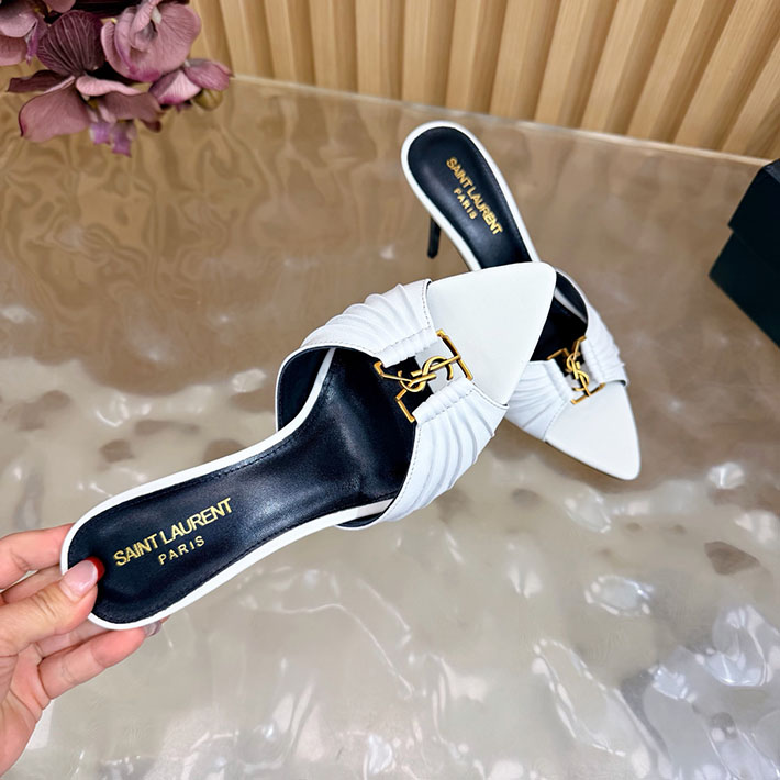最高級サンローランスーパーコピー Saint Laurent バビロン ミュール スムースレザー ホワイト 2631199 サン ローラン 靴 レディース - 画像 (2)