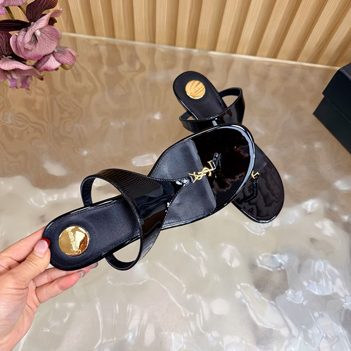 最高級サンローランスーパーコピー Saint Laurent エナメルウェッジサンダル スムースレザー ブラック 2631210 サン ローラン アウトレット 値段 - 画像 (3)