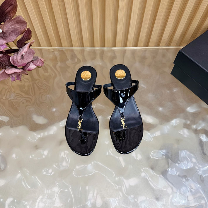 最高級サンローランスーパーコピー Saint Laurent エナメルウェッジサンダル スムースレザー ブラック 2631210 サン ローラン アウトレット 値段 - 画像 (9)