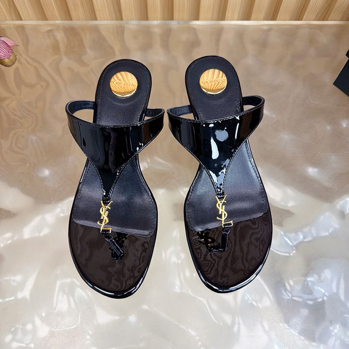 最高級サンローランスーパーコピー Saint Laurent エナメルウェッジサンダル スムースレザー ブラック 2631210 サン ローラン アウトレット 値段 - 画像 (8)