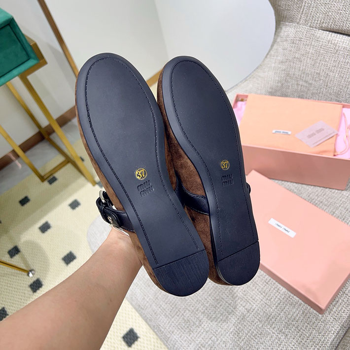 レディース ミュウミュウ MiuMiu 2026年 新作 レザー バレリーナフラットシューズ 2631372 miumiu バレリーナシューズ - 画像 (5)
