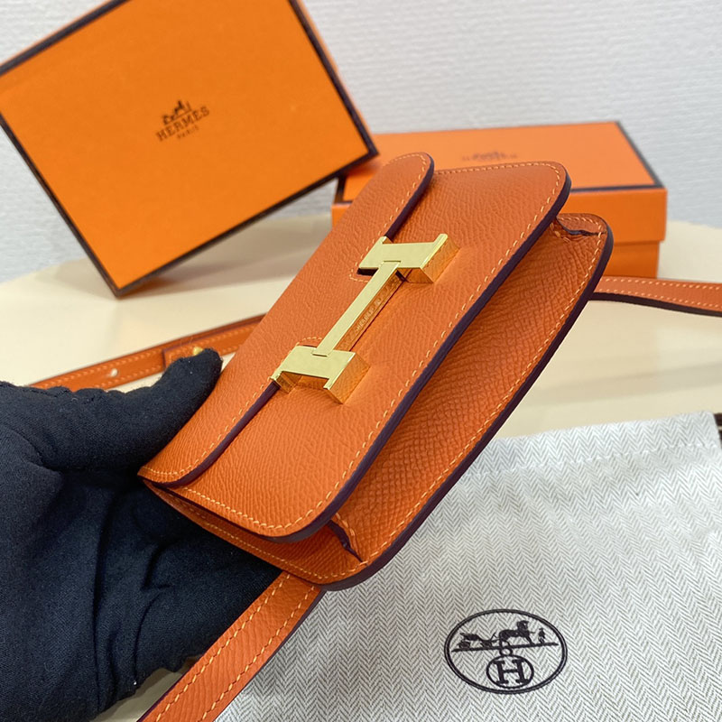 エルメス通販 HERMES 財布 コンスタンス スリム オレンジ ヴォー・エプソン ゴールド金具 H082060CC93 エルメス 斜めがけ ミニ - 画像 (8)