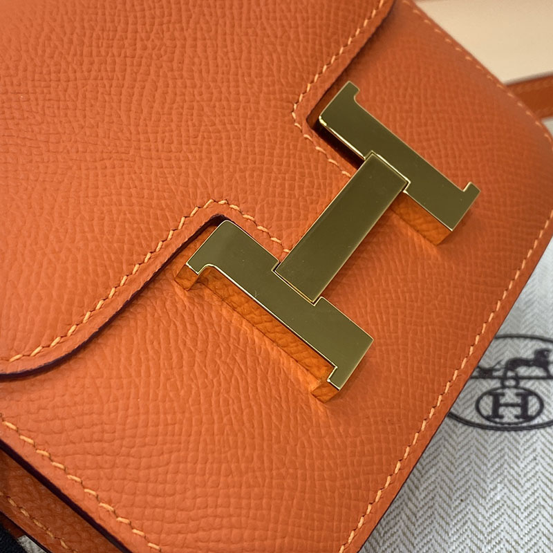 エルメス通販 HERMES 財布 コンスタンス スリム オレンジ ヴォー・エプソン ゴールド金具 H082060CC93 エルメス 斜めがけ ミニ - 画像 (7)