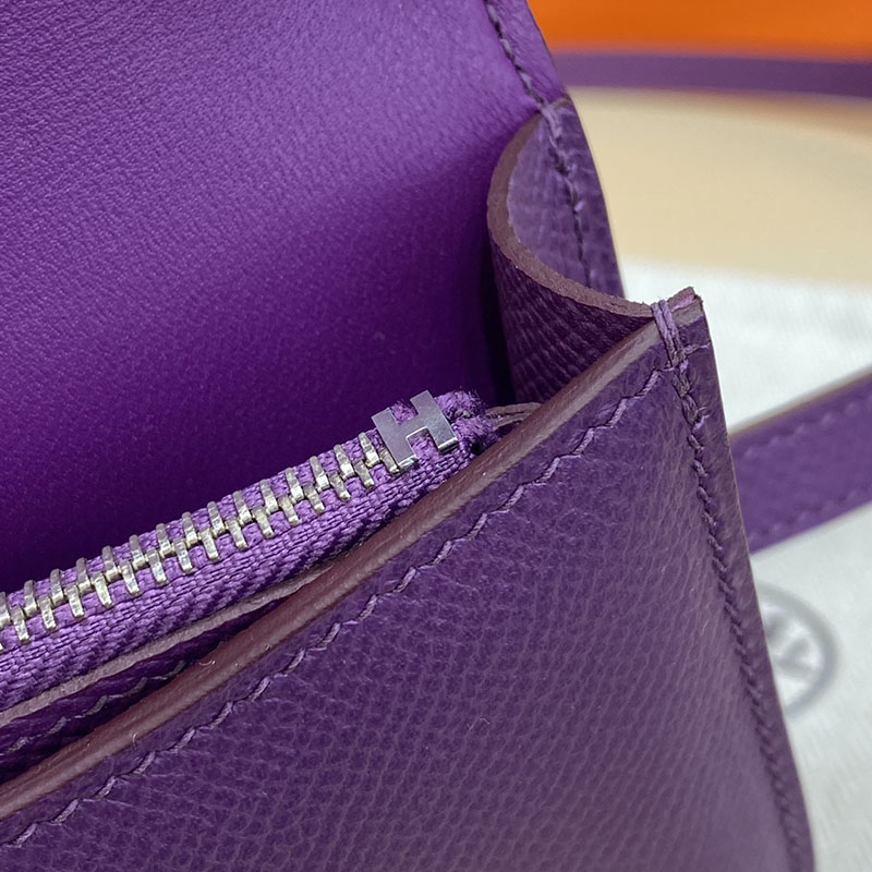 エルメス通販 HERMES 財布 コンスタンス スリム アネモネ ヴォー・エプソン シルバー金具 H082060CKP9 コンスタンス スリム 使い勝手 - 画像 (4)