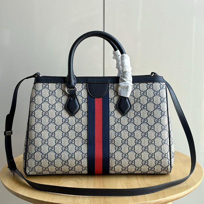 グッチ直営アウトレット店 GUCCI 2WAYトートバッグ ダブルGロゴ ベージュ&ブルー/ブルー 836839 FAE0J 4076 GUCCI バッグ 芸能人 - 画像 (7)