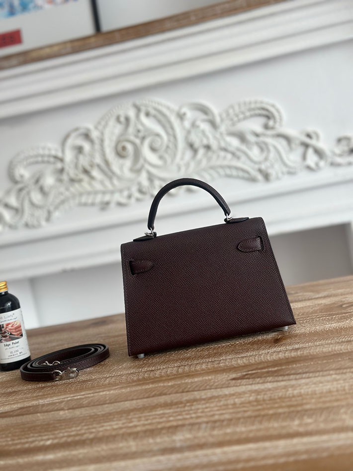 エルメス ショルダーバッグの定価 HERMES ケリーミニ2 ルージュセリエ ヴォーエプソン シルバー金具 H073663CK0G エルメス ミニ ショルダー - 画像 (9)