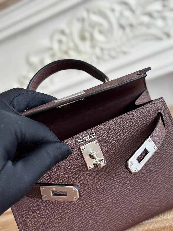 エルメス ショルダーバッグの定価 HERMES ケリーミニ2 ルージュセリエ ヴォーエプソン シルバー金具 H073663CK0G エルメス ミニ ショルダー - 画像 (4)