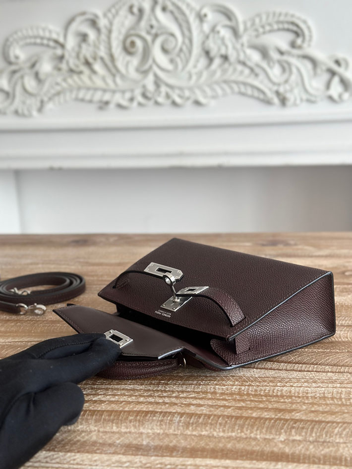 エルメス ショルダーバッグの定価 HERMES ケリーミニ2 ルージュセリエ ヴォーエプソン シルバー金具 H073663CK0G エルメス ミニ ショルダー - 画像 (3)