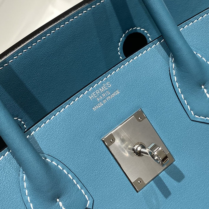 ショルダーバーキン29の定価 HERMES バーキンショルダーライト 29 ブルージーン スイフト シルバー金具 H085237CK75 エルメス バーキン ショルダー - 画像 (6)