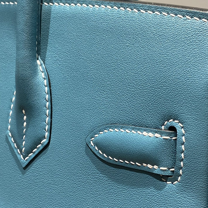 ショルダーバーキン29の定価 HERMES バーキンショルダーライト 29 ブルージーン スイフト シルバー金具 H085237CK75 エルメス バーキン ショルダー - 画像 (4)