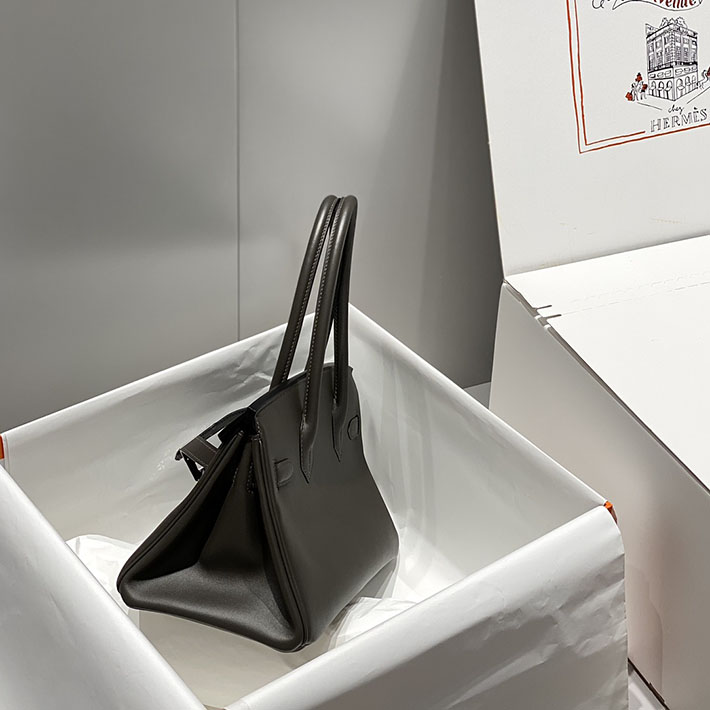 ショルダーバーキン29の定価 HERMES バーキンショルダーライト 29 エベンヌ スイフト シルバー金具 H085237CK46 バーキン ショルダー ライト29 - 画像 (7)