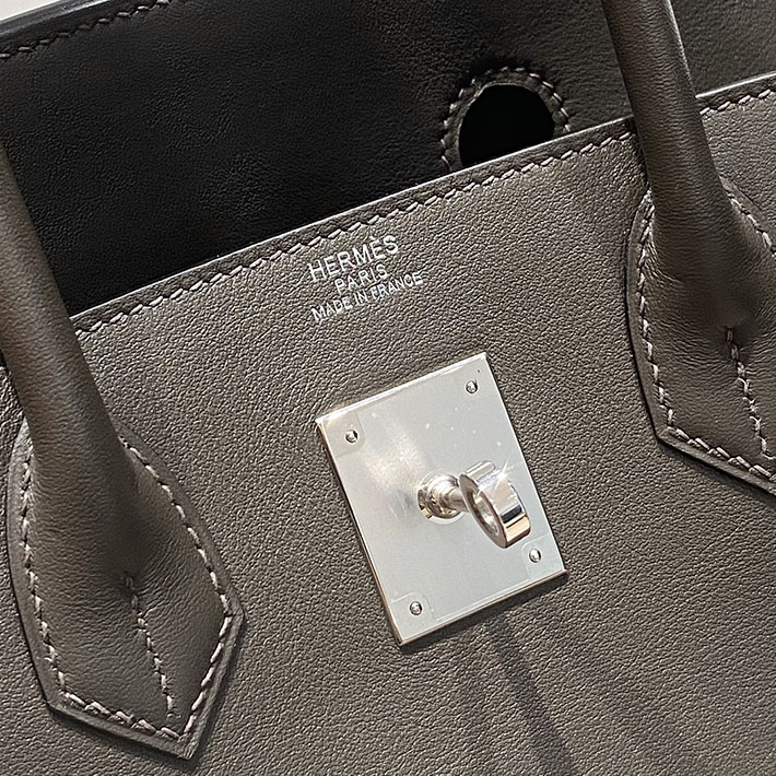 ショルダーバーキン29の定価 HERMES バーキンショルダーライト 29 エベンヌ スイフト シルバー金具 H085237CK46 バーキン ショルダー ライト29 - 画像 (5)