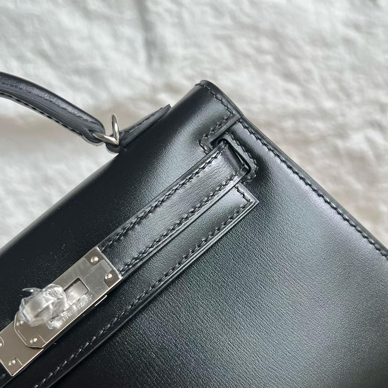 エルメスコピー通販 HERMES ケリーミニ2 外縫い ブラック ボックスカーフ シルバー金具 2634025 エルメス ケリー コピー - 画像 (9)