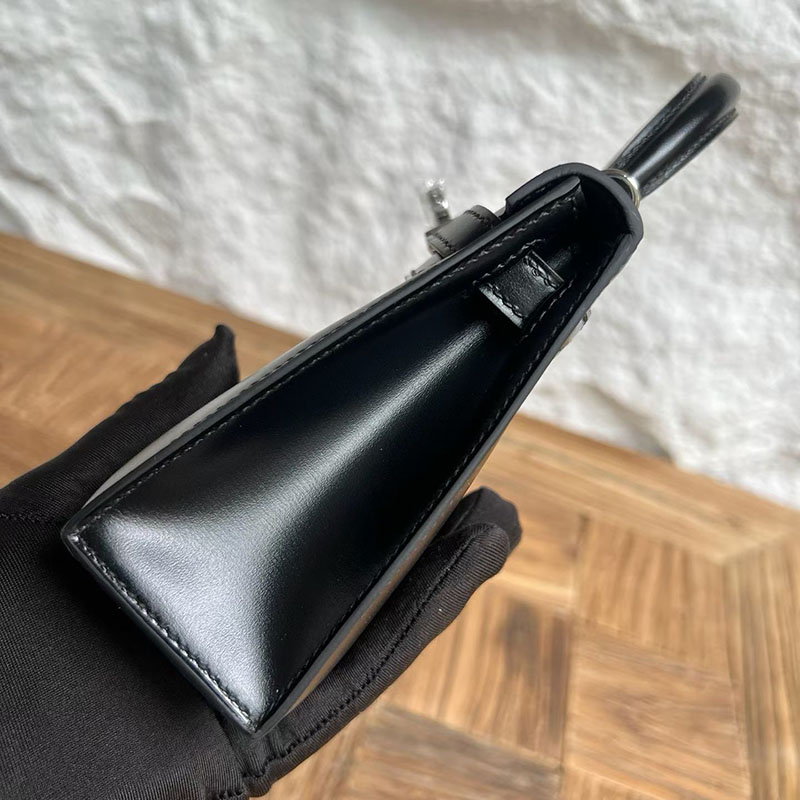 エルメスコピー通販 HERMES ケリーミニ2 外縫い ブラック ボックスカーフ シルバー金具 2634025 エルメス ケリー コピー - 画像 (6)