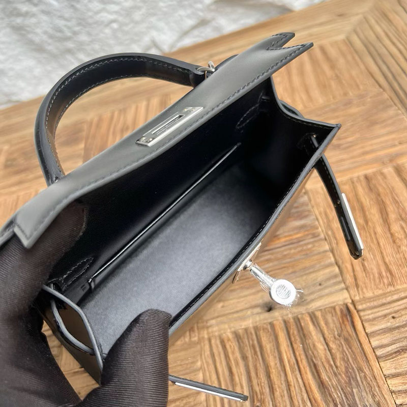 エルメスコピー通販 HERMES ケリーミニ2 外縫い ブラック ボックスカーフ シルバー金具 2634025 エルメス ケリー コピー - 画像 (5)