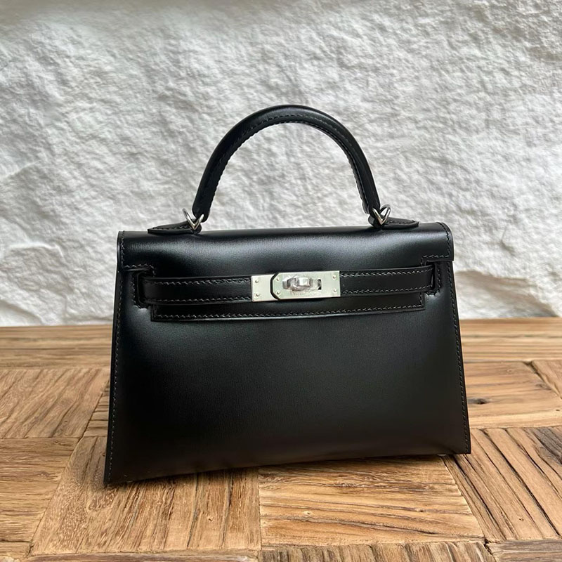 エルメスコピー通販 HERMES ケリーミニ2 外縫い ブラック ボックスカーフ シルバー金具 2634025 エルメス ケリー コピー - 画像 (2)