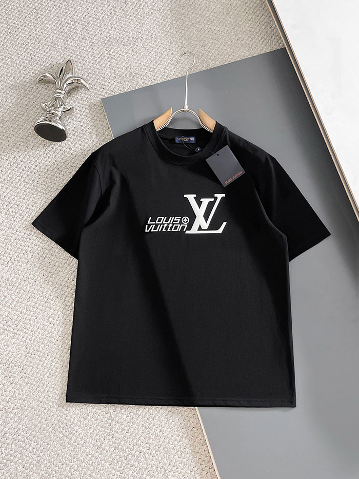 ルイヴィトン メンズ 純綿 Tシャツ 黒