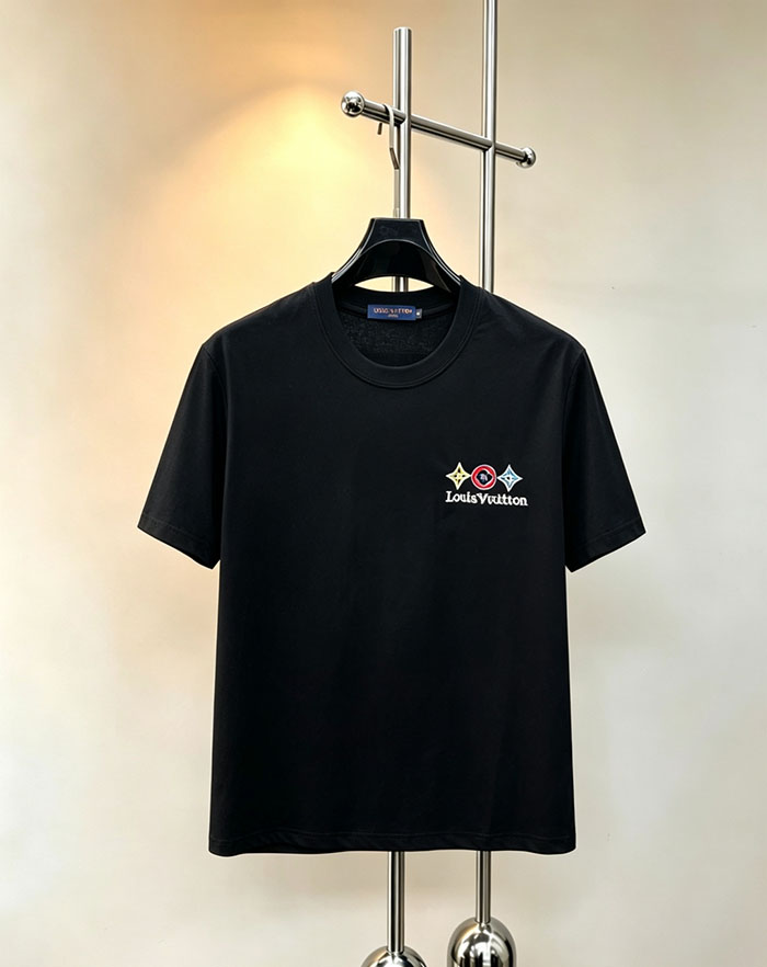 ルイヴィトン メンズ 純綿 Tシャツ 黒